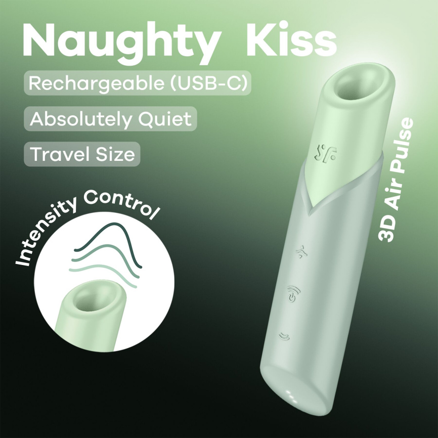 Вакуумний стимулятор Satisfyer Naughty Kiss, магнітна технологія 3D Air Pulse, 30 режимів роботи фото 6