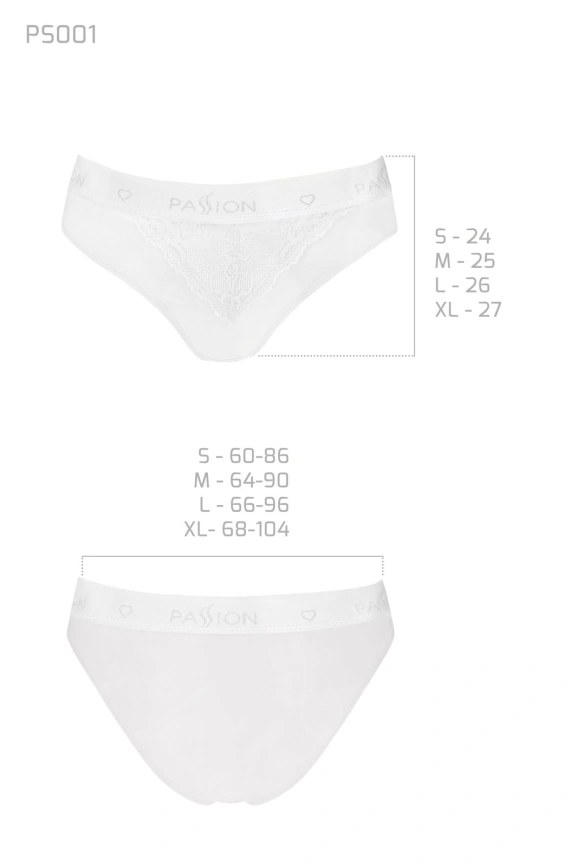 Трусики с широкой резинкой и кружевом Passion PS001 PANTIES S, white фото 3