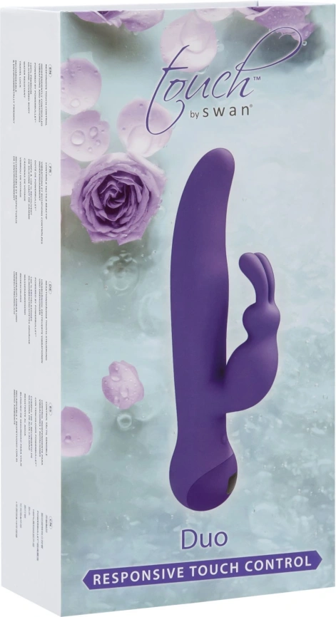 Вибратор-кролик с сенсорным управлением и ротацией Touch by SWAN - Duo Purple, глубокая вибрация фото 9