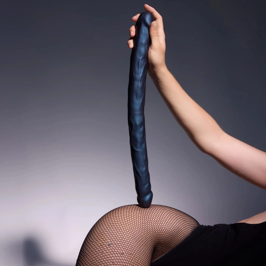 Фаллоимитатор двойной Strap-On-Me DOUBLE DONG REALISTIC DILDO - SNAKY METALLIC COLOR фото 6