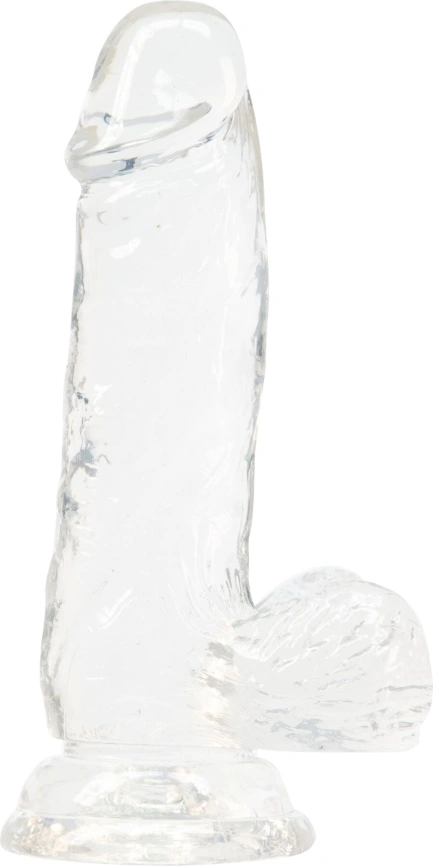 Прозрачный фаллоимитатор на присоске ADDICTION — Clear Dildo with Balls 6″, вибропуля в подарок фото 1