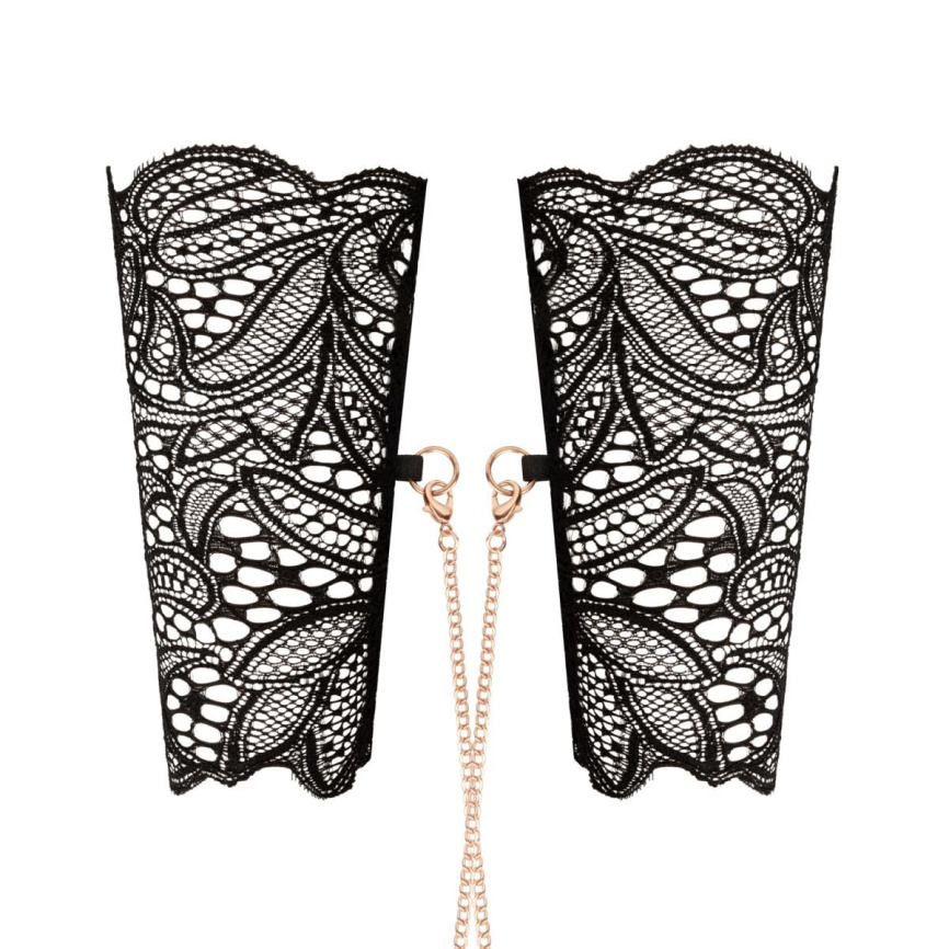 Мереживні наручники та комір Rosy Gold - Lace Cuffs and Collar - Black фото 6