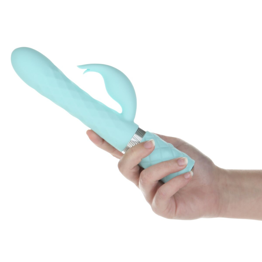 Розкішний кролик з ротацією та вібрацією Pillow Talk Lively Teal, кристал Сваровскі фото 8