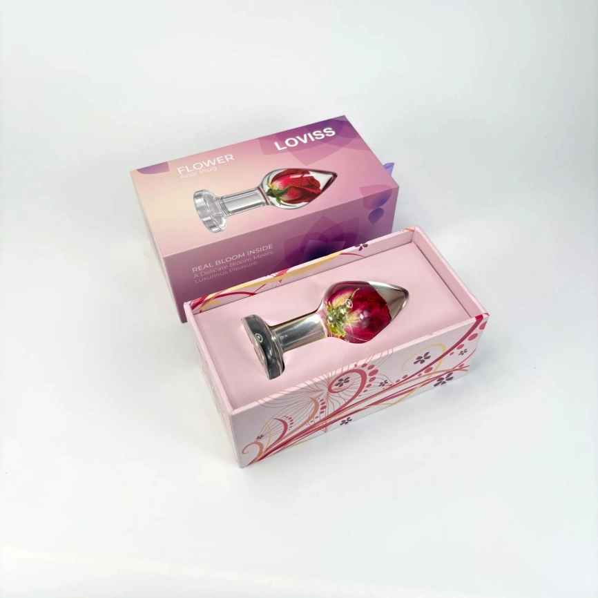 Роскошная анальная пробка Loviss Rose Anal Plug с настоящей розой внутри фото 7