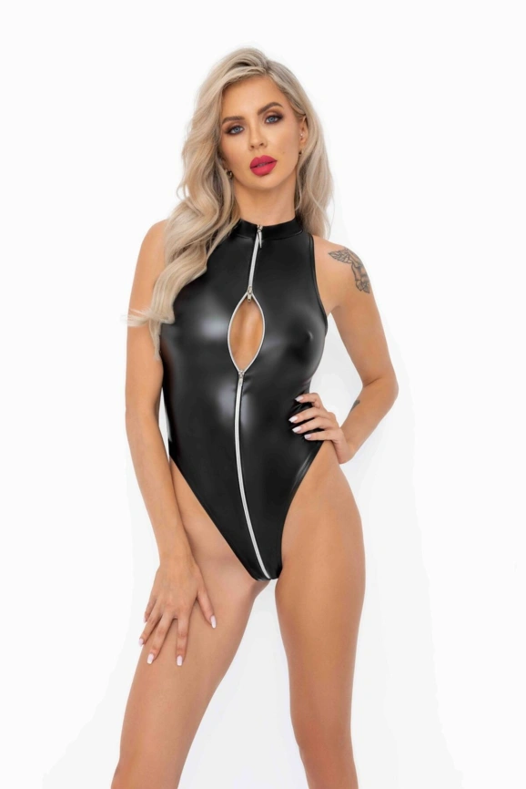 Боди с мокрым эффектом Noir Handmade F294 Powerwetlook bodysuit with front zipper, 3XL фото 2