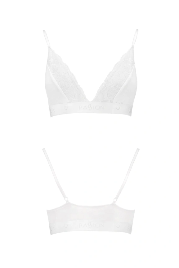 Эластичный топ с кружевом Passion PS001 TOP M, white фото 4