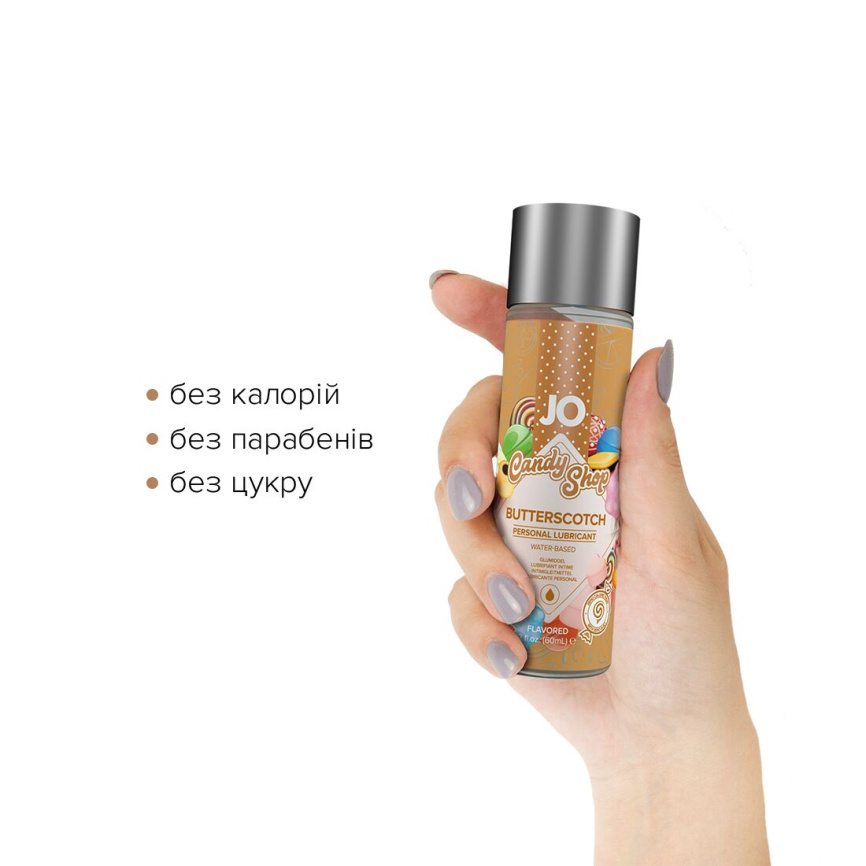 Лубрикант на водній основі JO H2O — Candy Shop — Butterscotch (60 мл) без цукру та парабенів фото 2