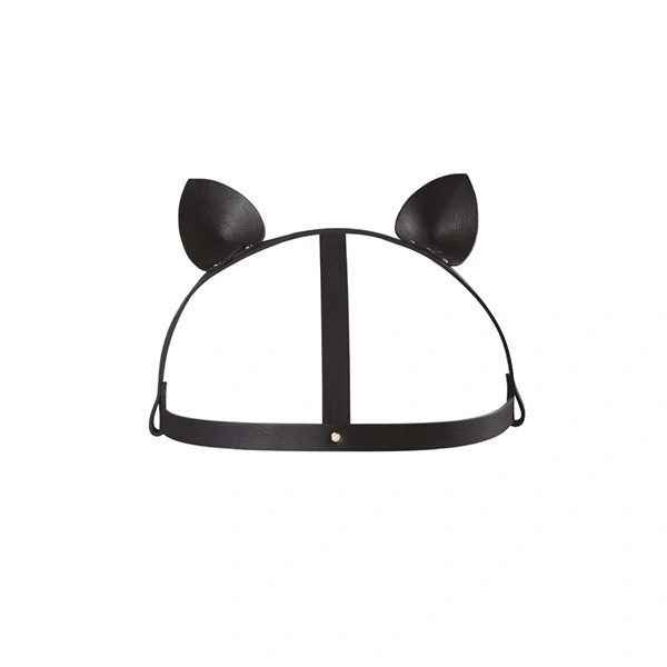 Маска кошечки Bijoux Indiscrets MAZE - Cat Ears Headpiece Black, экокожа фото 1