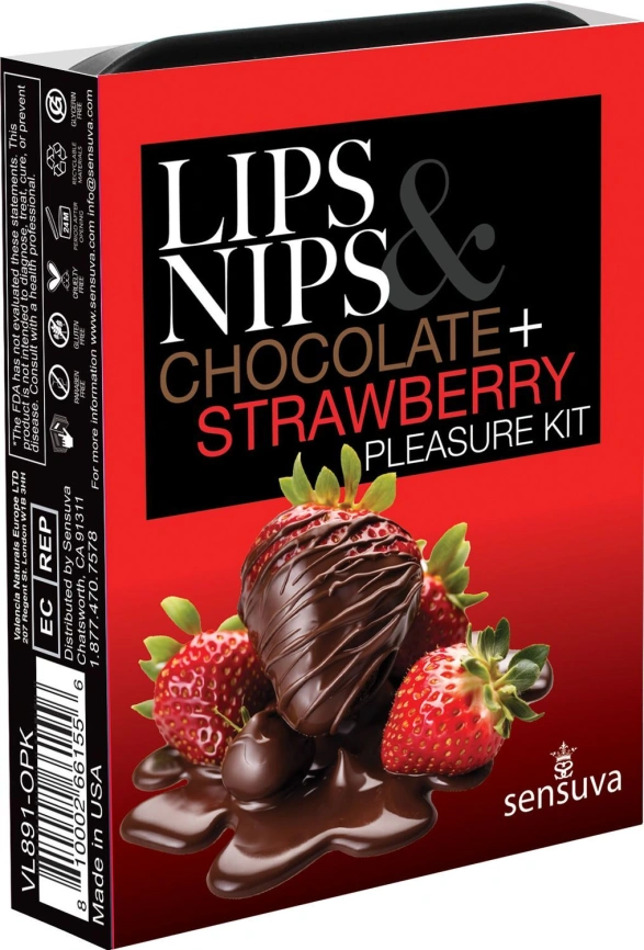 Подарочный набор Sensuva Lips & Nips Pleasure Kit - Chocolate Strawberry 2 x 4г фото 1