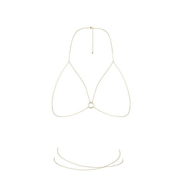 Ланцюжок портупея Bijoux Indiscrets Magnifique Bra Chain - Gold, прикраса на тіло фото 1