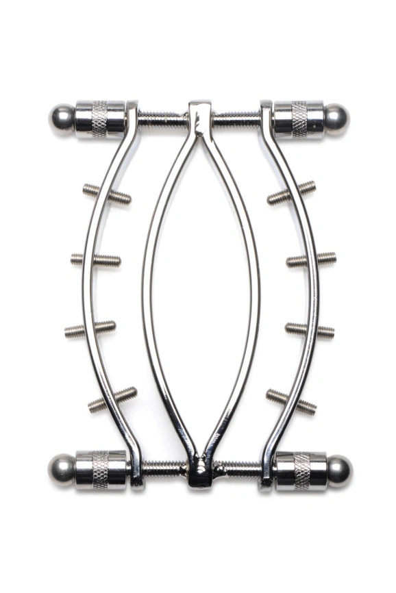 Зажим для вагины Master Series: Spread 'Em Poker Vagina Clamp with Adjustable Pressure Screws, шипы фото 2