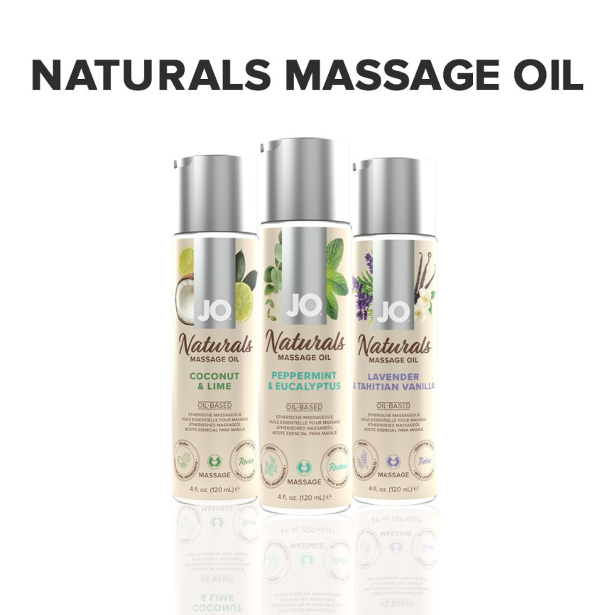 Масажна олія JO Naturals Massage Oil Peppermint & Eucalyptus з ефірними оліями (120 мл) фото 5