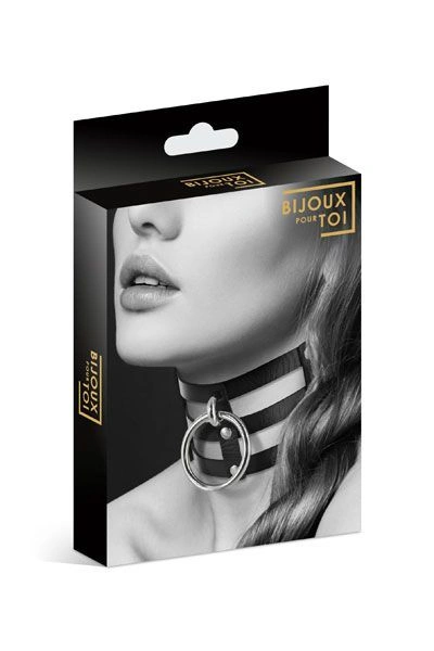 Чокер тройной с кольцом для поводка Bijoux Pour Toi - FETISH, экокожа фото 3
