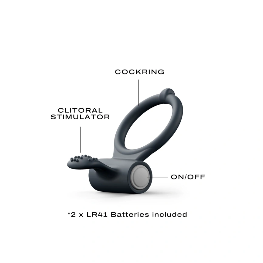 Эрекционное кольцо Dorcel Power Clit Black V2 с вибрацией, с язычком со щеточкой фото 3