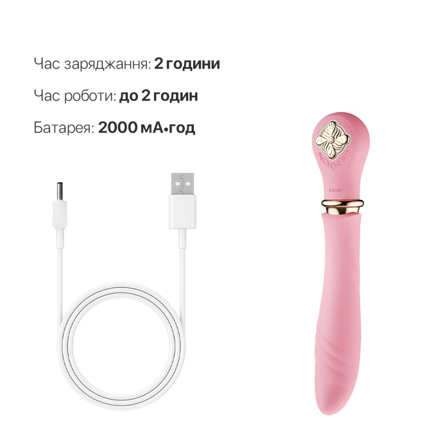 Пульсатор с подогревом Zalo Sweet Magic - Desire Fairy Pink, турбо режим фото 13