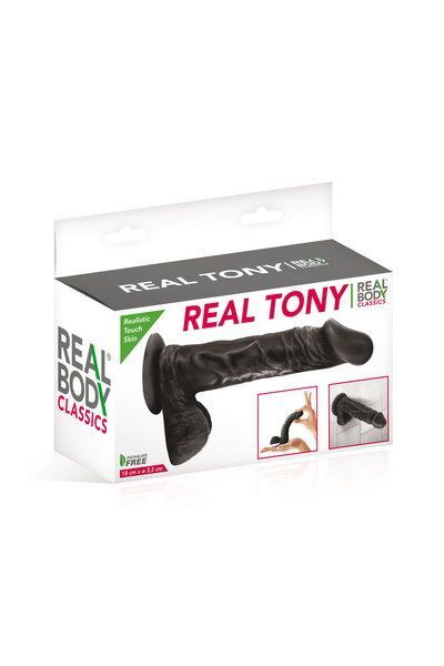 Фалоімітатор Real Body — Real Tony Black, TPE, діаметр 3,5 см (м'яте паковання!!!) фото 4