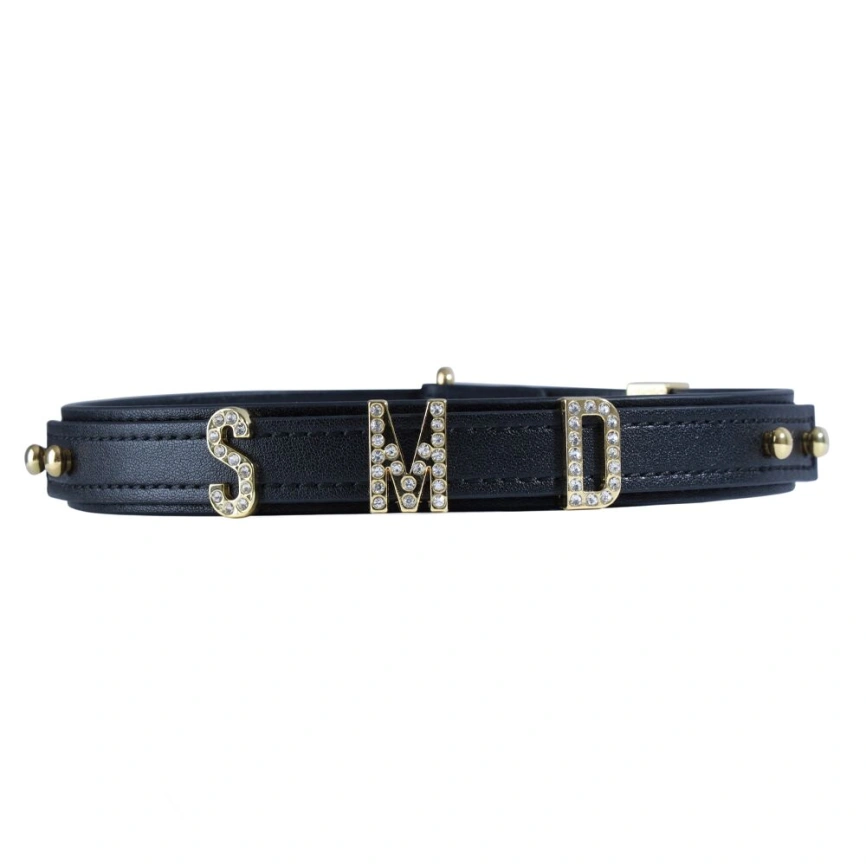 Ошейник LOCKINK Dark DIY Alphabet Collar, черный, искусственная кожа, буквы со стразами фото 2