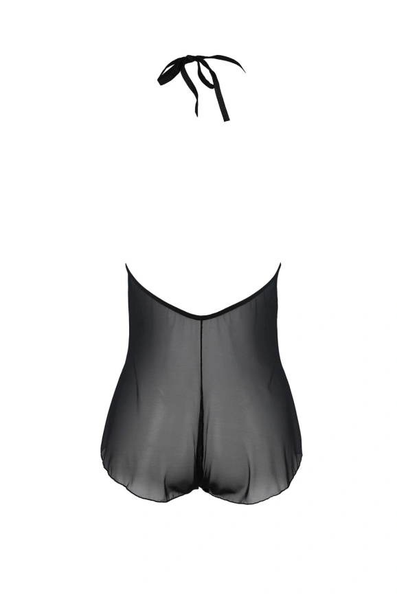 Боди Passion LEAFA BODY black, XXL/XXXL  на завязках, мягкая чашка, низ в виде шортиков фото 4