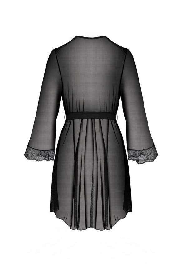 Пеньюар Passion AMBERLY PEIGNOIR black, S/M, пояс в комплекте фото 4