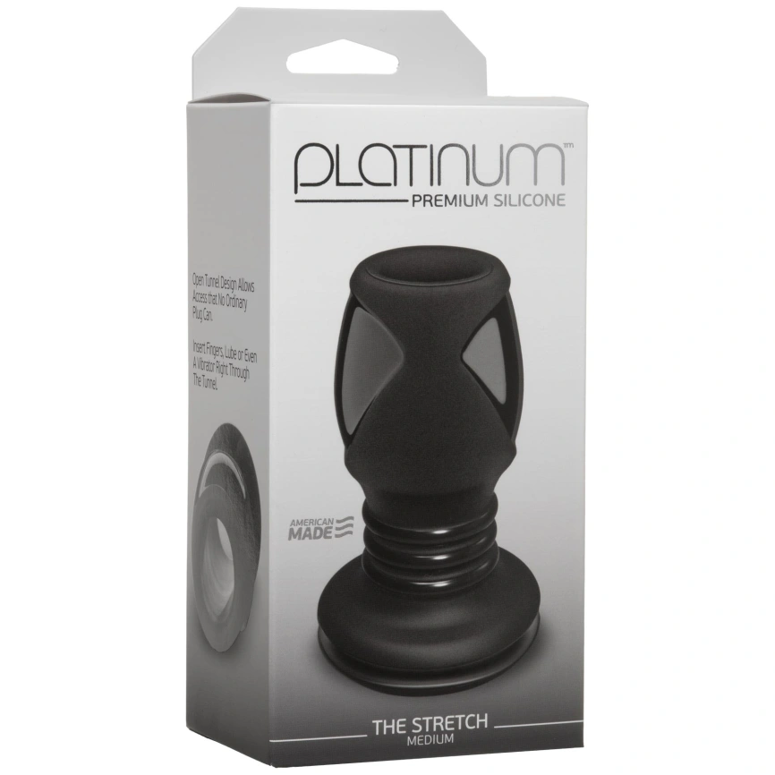 Анальный туннель Doc Johnson Platinum Premium Silicone — The Stretch — Medium — Black фото 2