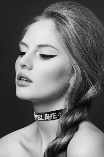 Чокер со стразами Bijoux Pour Toi - SLAVE, натуральная кожа фото 1