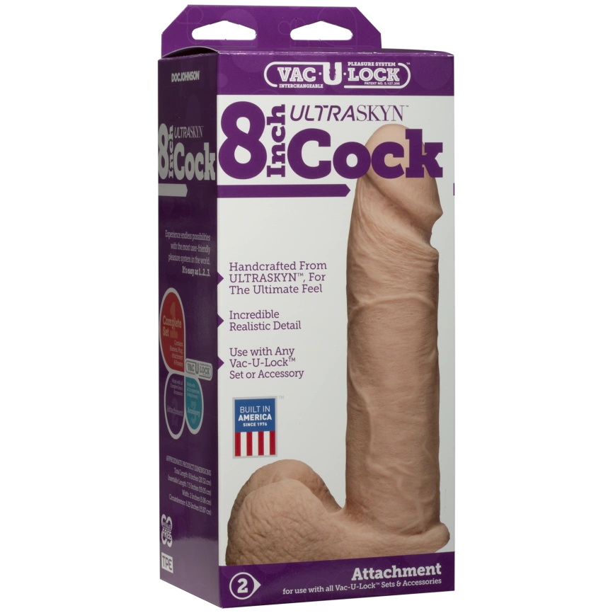 Фаллоимитатор Doc Johnson Vac-U-Lock - 8 Inch ULTRASKYN Cock White (мятая упаковка!!!) фото 4