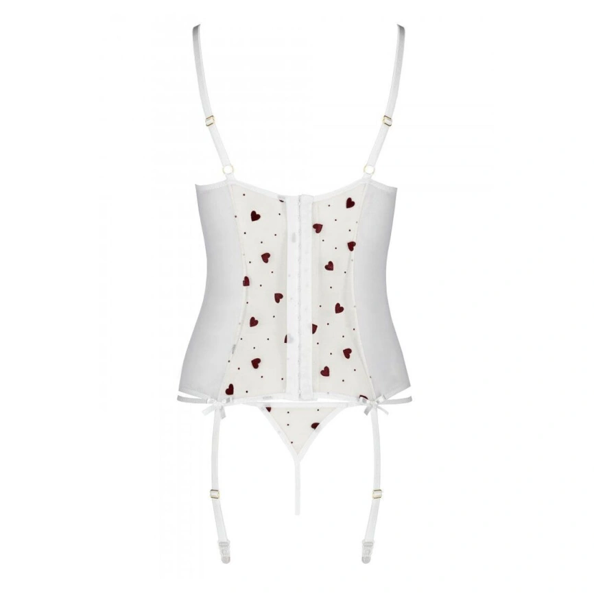 Корсет с подвязками, стринги Passion LOVELIA CORSET S/M, white фото 13