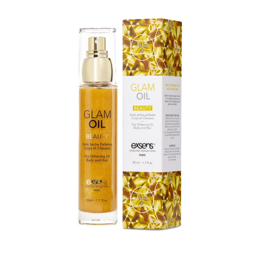 Масло для тела с блеском EXSENS Glam Oil 50мл, с маслом миндаля, без парабенов и феноксиэтанола фото 1