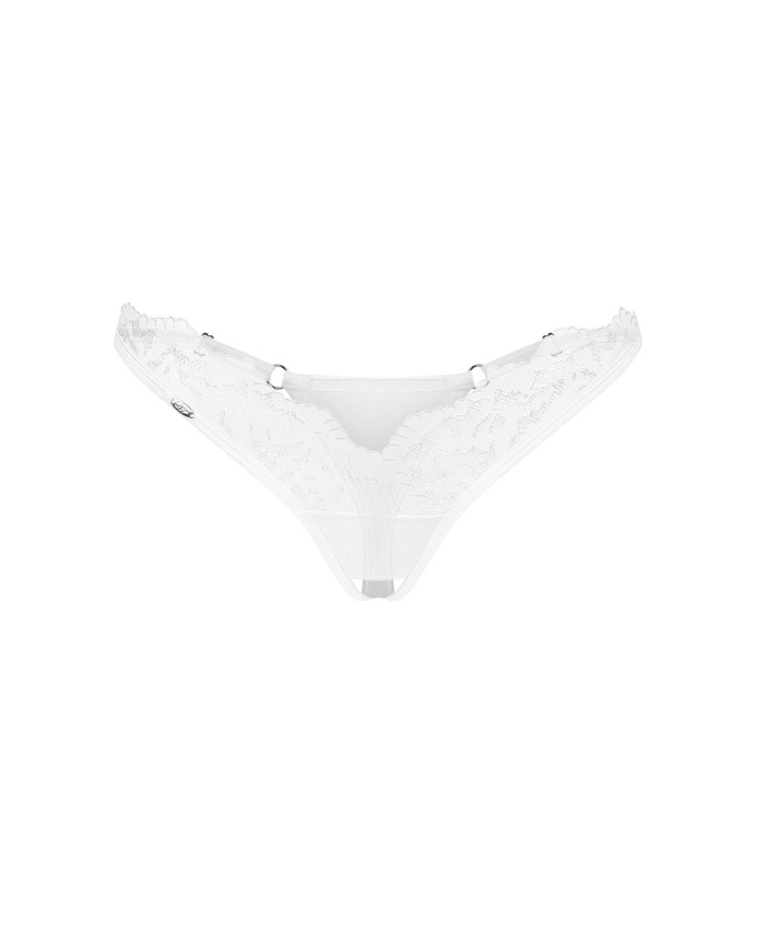 Трусики-стрінги з мереживом Obsessive Arrowel White crotchless thong 2XL/3XL фото 3