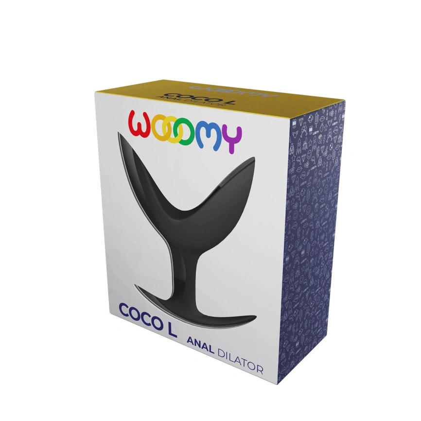 Анальный расширитель Wooomy Coco L, черный, силиконовый, раздвоенный фото 3