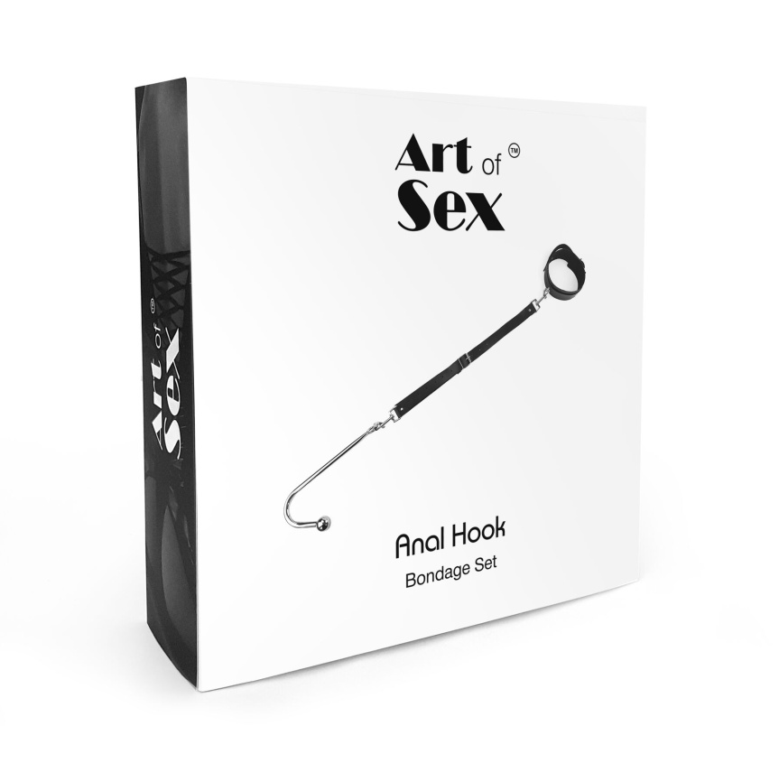 Анальний гак 2 із нашийником з натуральної шкіри Art of Sex - Anal hook, Чорний фото 5