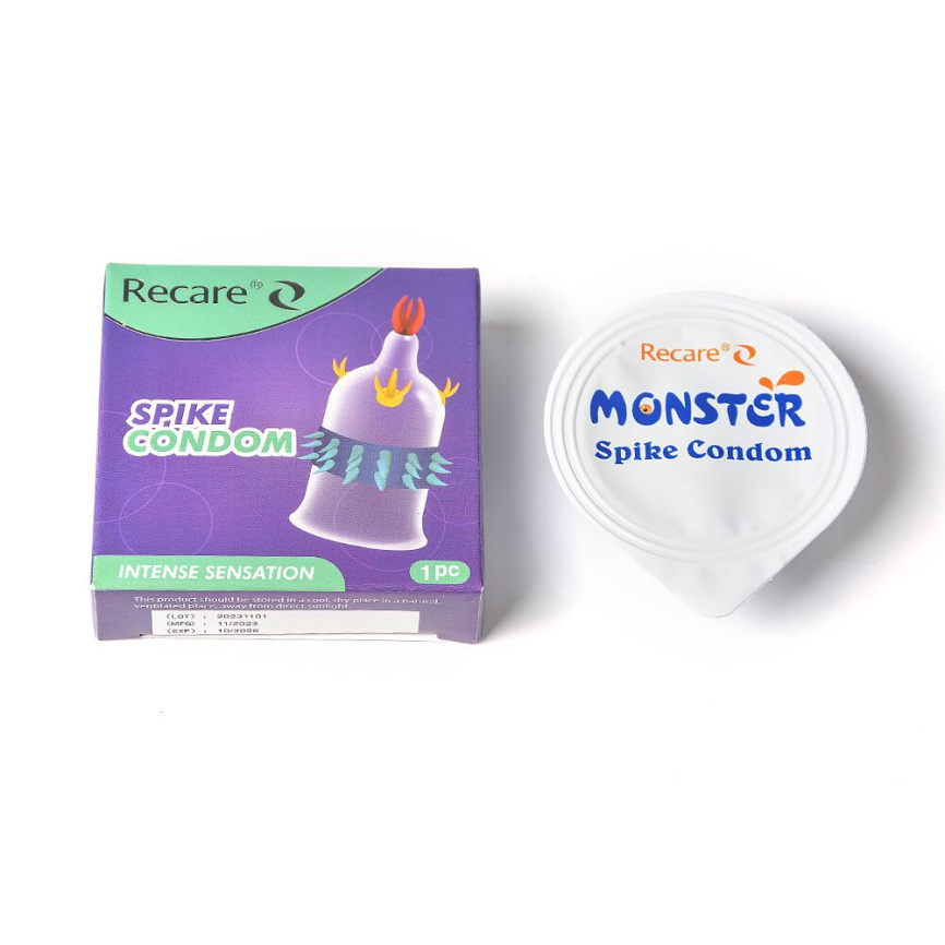 Насадка на член Recare Spike Condom Purple (презерватив з вусиками та рядами шипів) фото 4