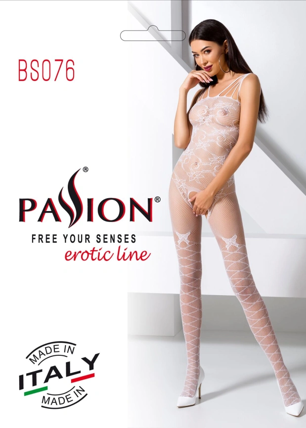 Ажурный бодистокинг с интимными вырезами Passion BS076 white фото 6