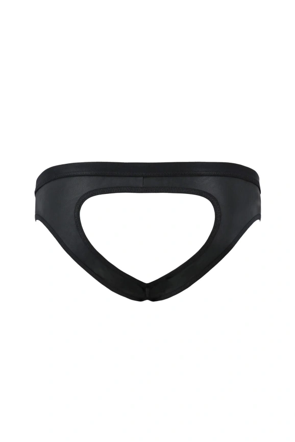 Мужские слипы с вырезами Passion 041 SLIP JOE XXL/XXXL Black, экокожа, открытые ягодицы фото 4