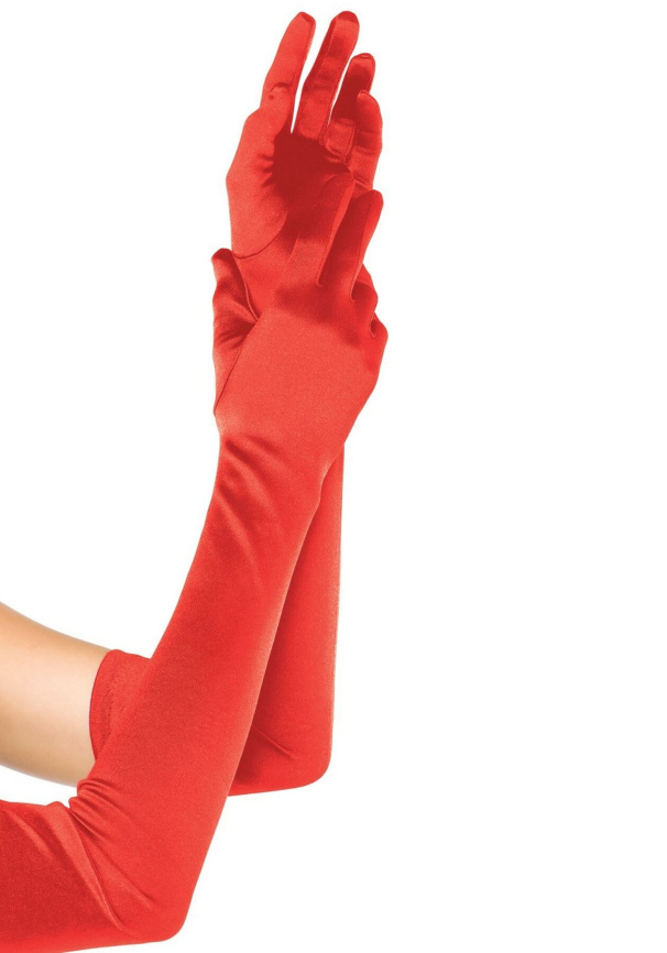 Довгі атласні рукавички Leg Avenue Extra Long Satin Gloves, One Size, червоні фото 1