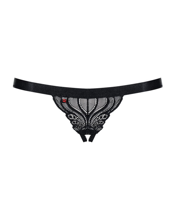 Мереживні танги з доступом Obsessive 828-THC-1 crotchless thong S/M, чорні фото 5