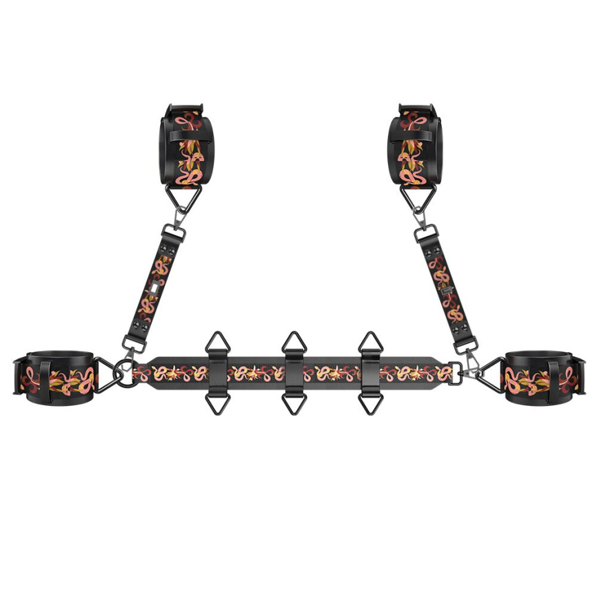 БДСМ-набір LOCKINK The Flowering Serpent Bondage Set, чорний, з малюнком у вигляді змій, 12 предметів фото 6