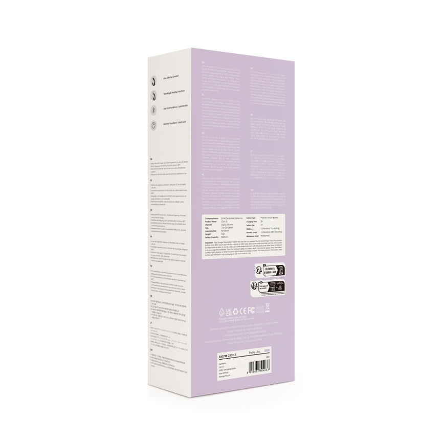 Тонкий кролик-вібратор Svakom Cici+ 2 Lilac, керування зі смартфона, підігрів до 38 °C фото 9