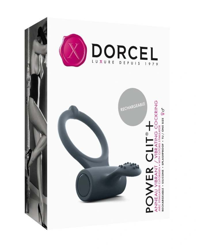 Эрекционное кольцо Dorcel Power Clit Plus с вибрацией, перезаряжаемое, с язычком со щеточкой фото 2