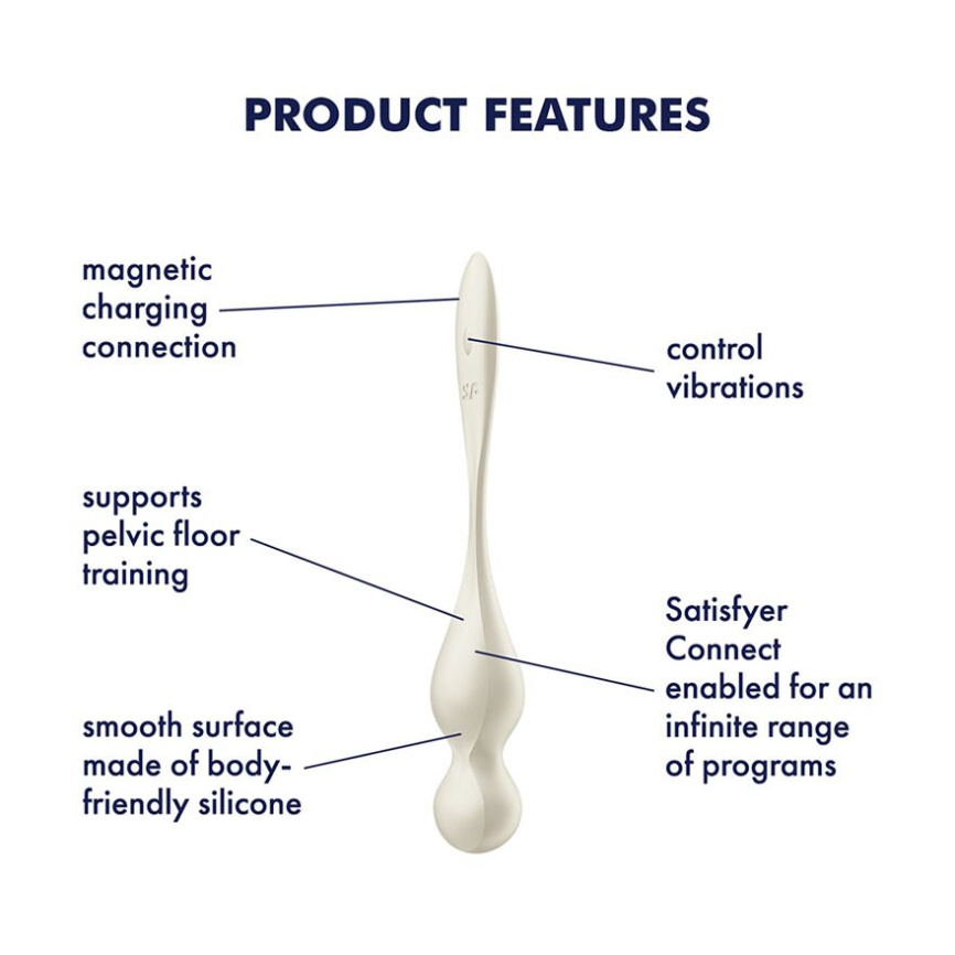 Вагінальні смарт-кульки з вібрацією Satisfyer Love Birds 1 Connect App White, 78 г фото 6