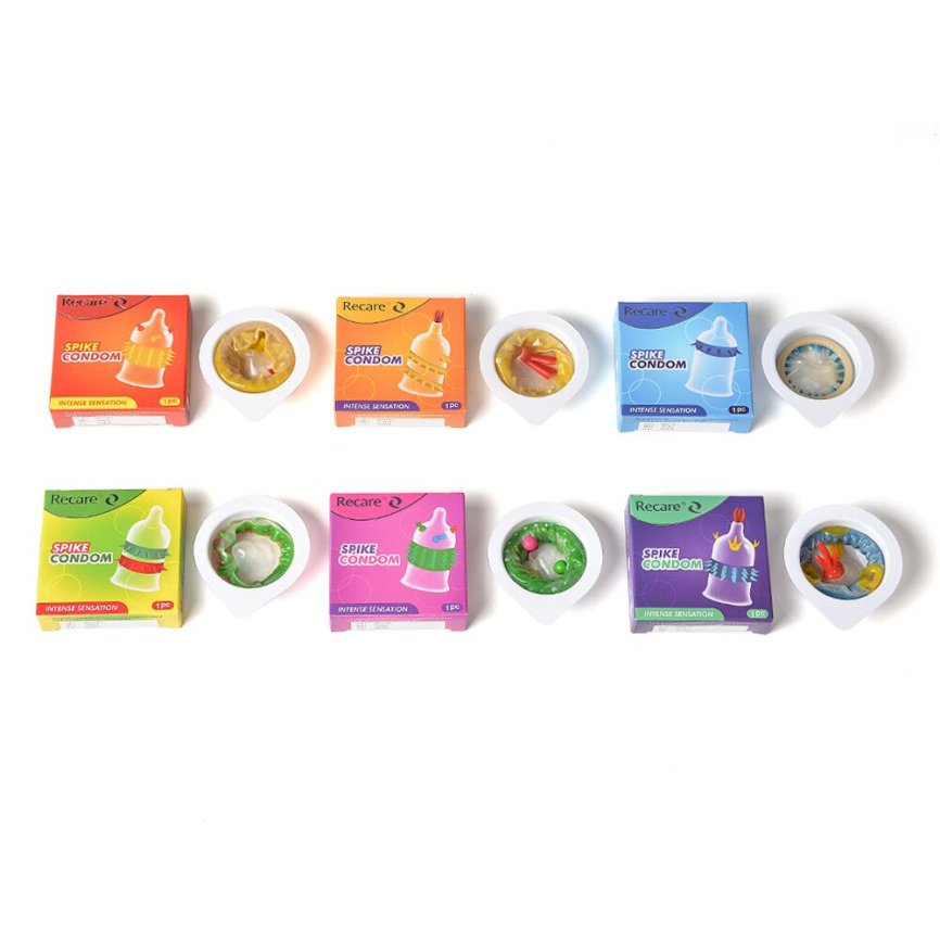 Насадка на член Recare Spike Condom Purple (презерватив з вусиками та рядами шипів) фото 5