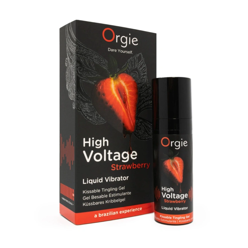 Жидкий вибратор Orgie High Voltage – Strawberry, 15 мл, эффект мурашек, очень мощный, вкус клубники фото 1