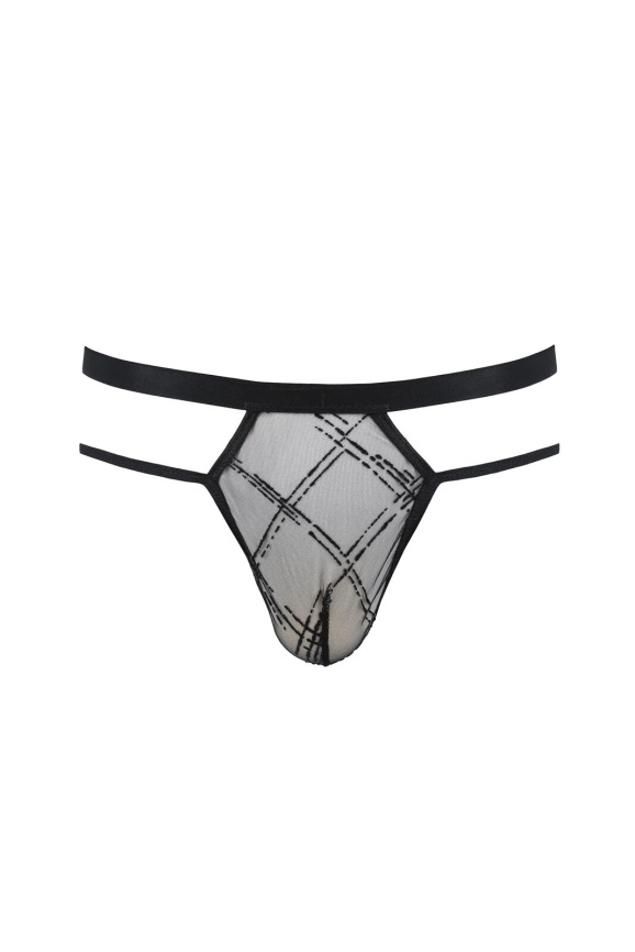 Чоловічі прозорі стринги Passion 029 THONG COLLIN S/M Black, сітка фото 3