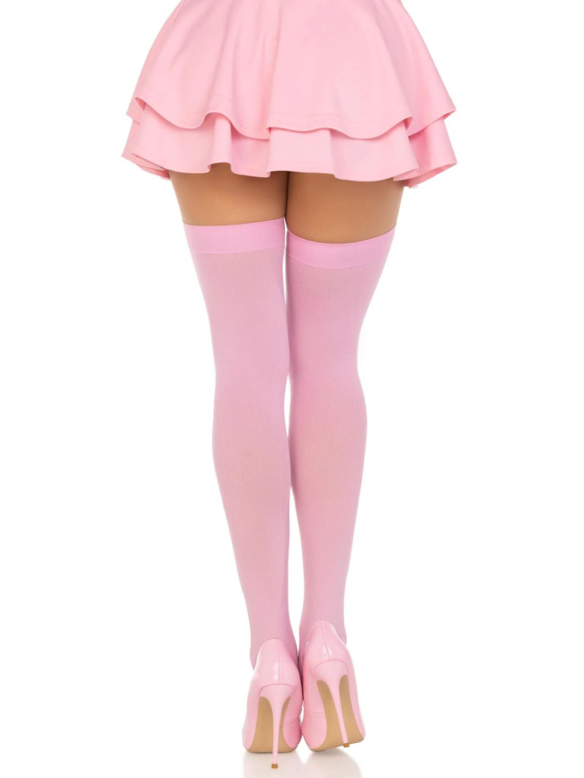 Щільні непрозорі панчохи Leg Avenue Opaque Nylon Thigh Highs Pink, One Size фото 2