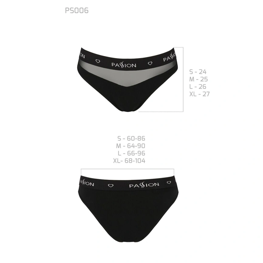 Трусики с прозрачной вставкой Passion PS006 PANTIES S, black фото 13
