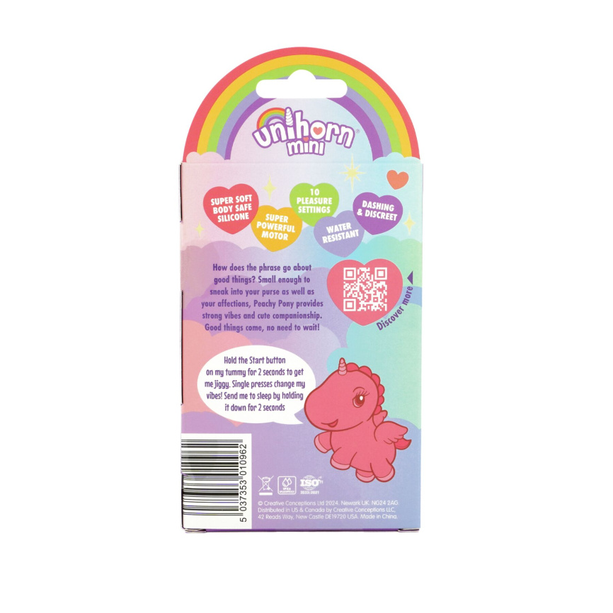Вібратор-мінієдиноріжка Unihorn Mini – Peachy Pony, брелок з вібрацією, 10 режимів фото 4