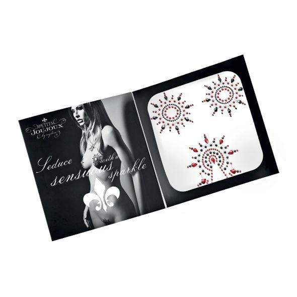Пэстис из кристаллов Petits Joujoux Gloria set of 3 - Black/Red, украшение на грудь и вульву фото 3