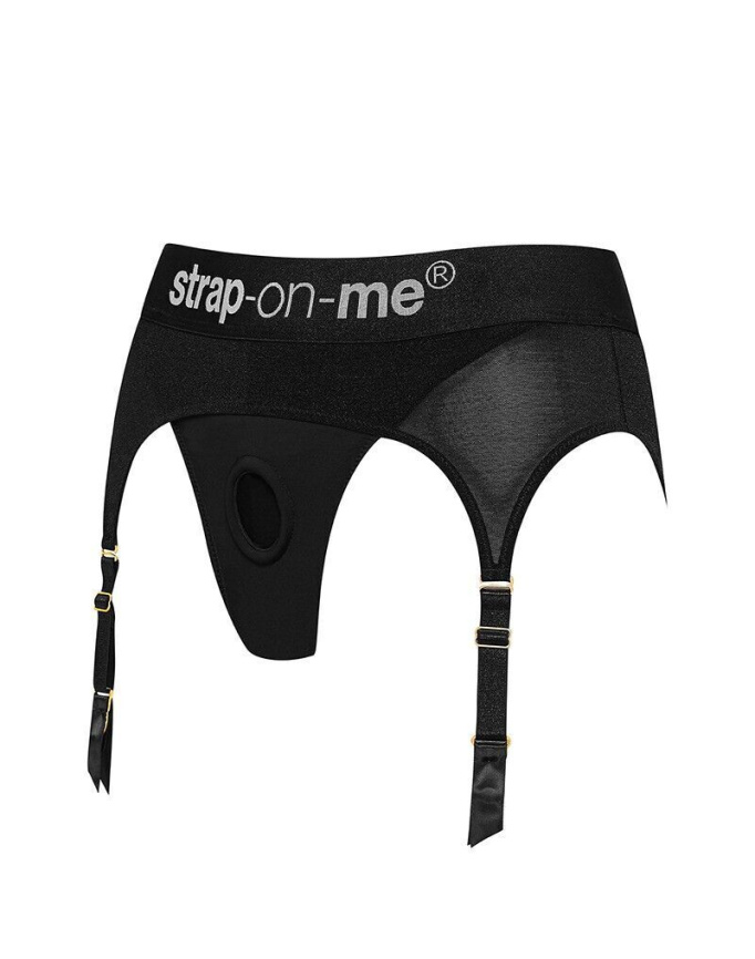 Трусики для страпона з підв’язками для панчіх Strap-On-Me REBEL HARNESS - XS фото 2
