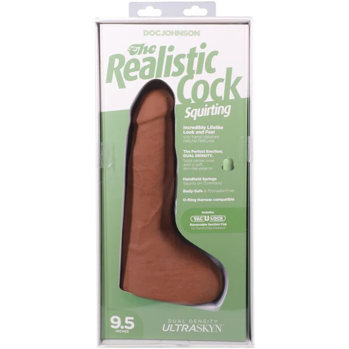 Фалоімітатор, що кінчає Doc Johnson The Realistic Cock ULTRASKYN - Squirting 9,5 Inch Caramel фото 16