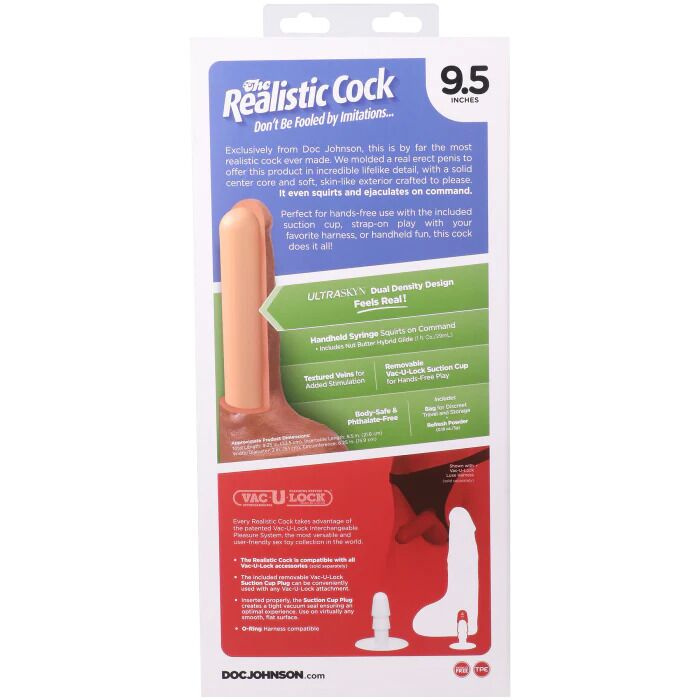 Фалоімітатор, що кінчає Doc Johnson The Realistic Cock ULTRASKYN - Squirting 9,5 Inch Vanilla фото 17